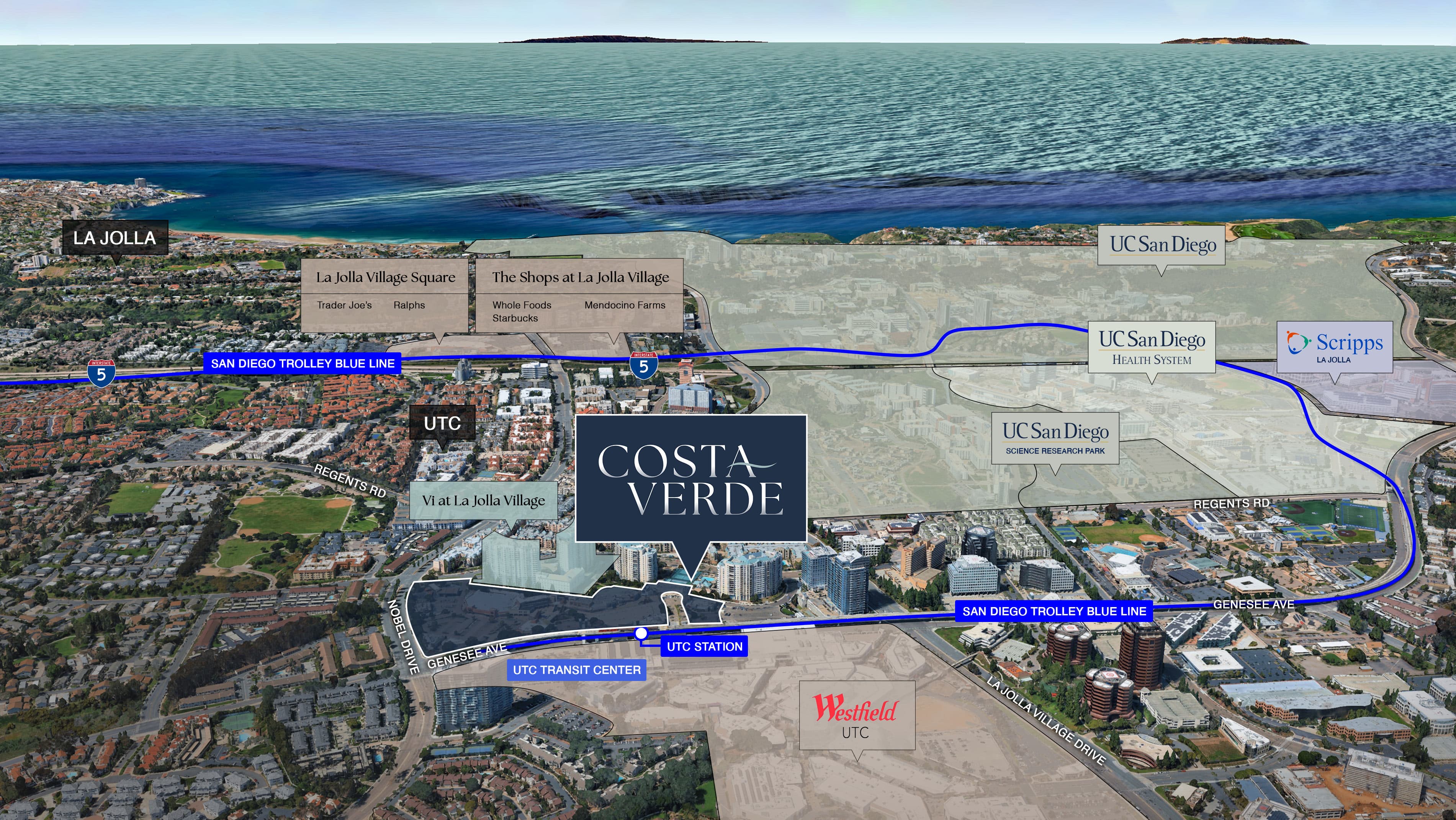 Aerial context of Costa Verde within UTC, La Jolla