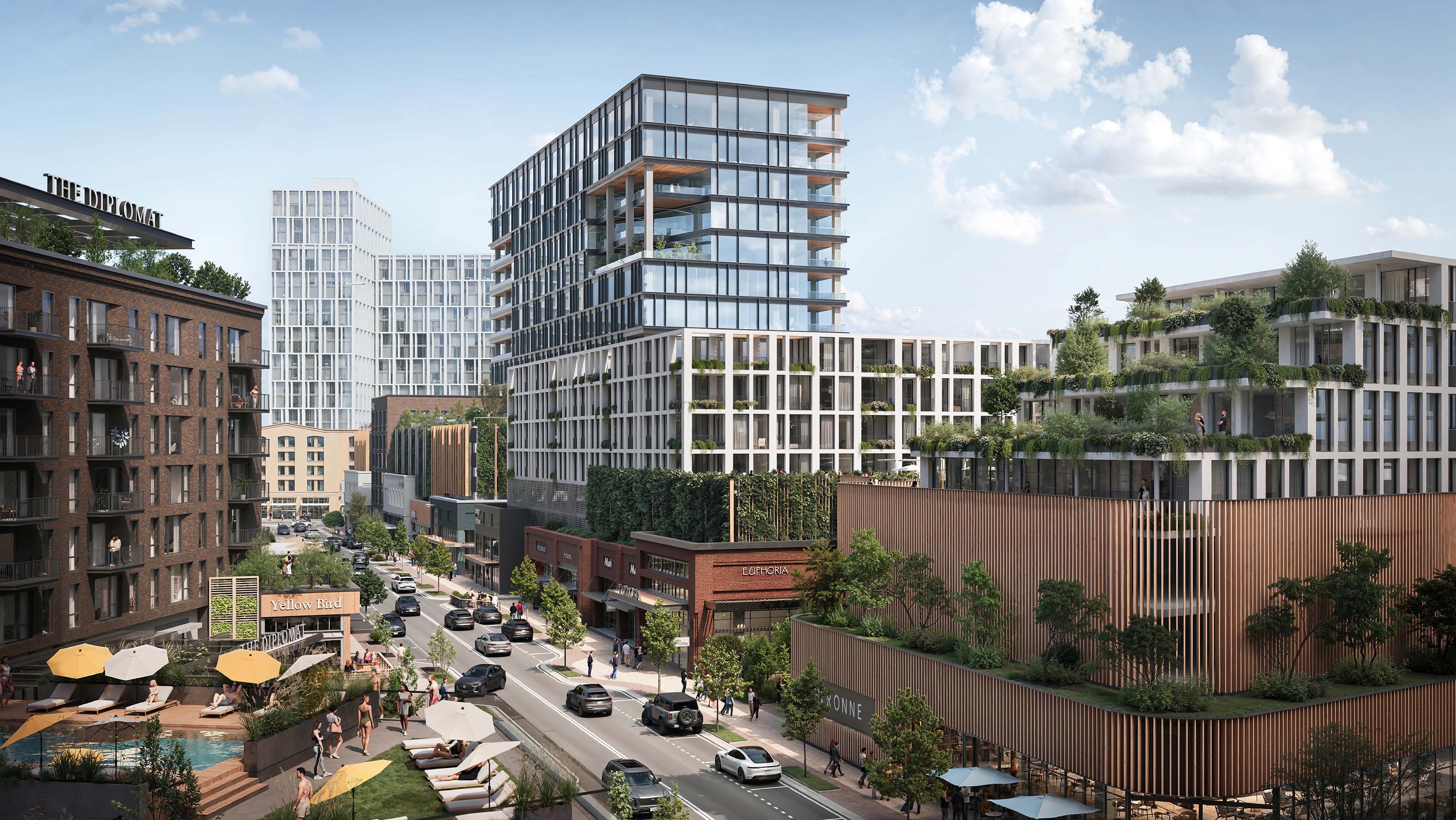 Costa Verde — street-level rendering of the mixed-use development